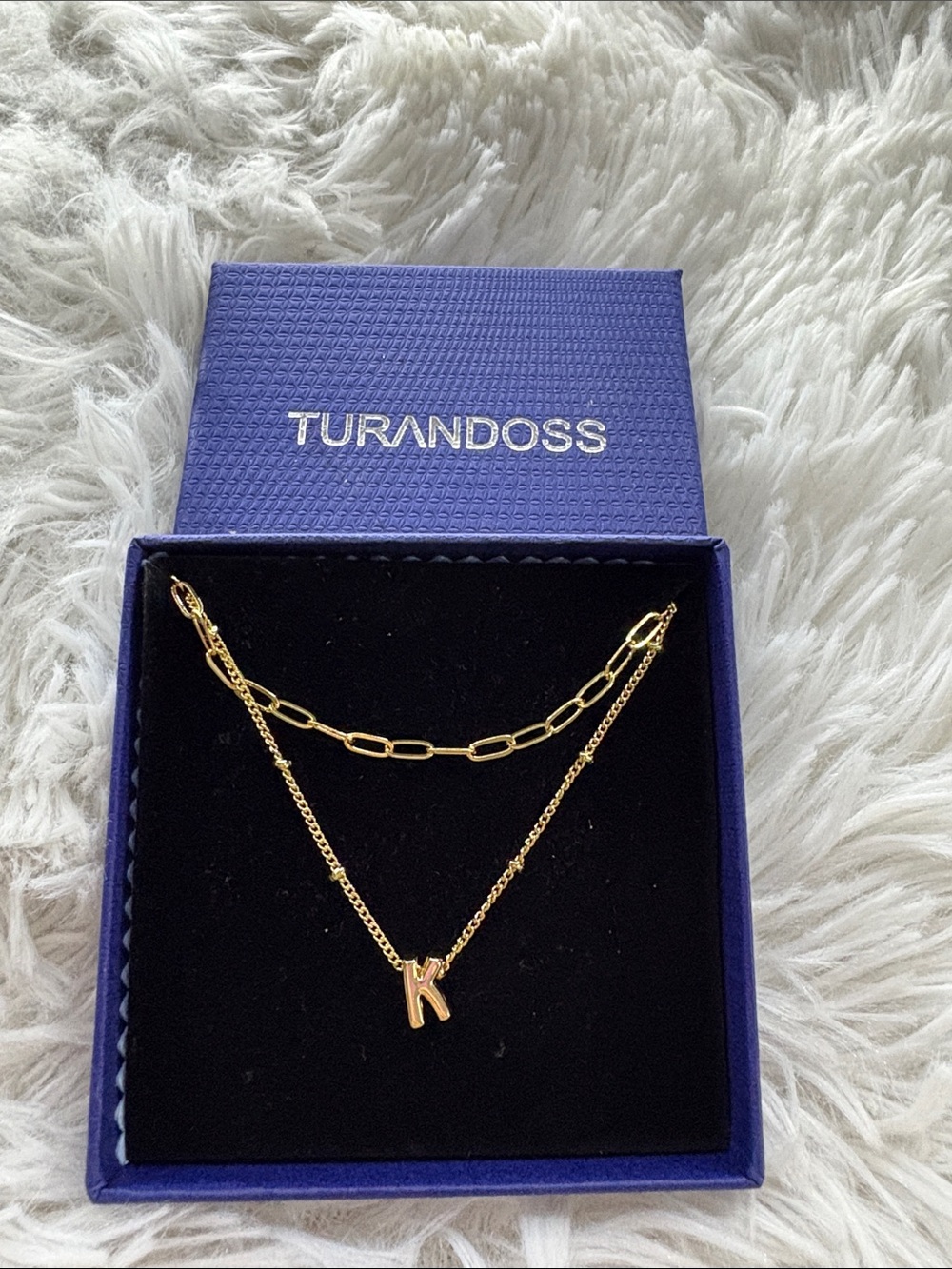 Turandoss Gold Initial K Necklace Duo